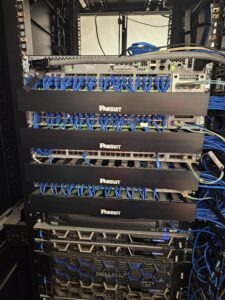 Structured data cabling and network rack installed by Pfitztech in the South Okanagan