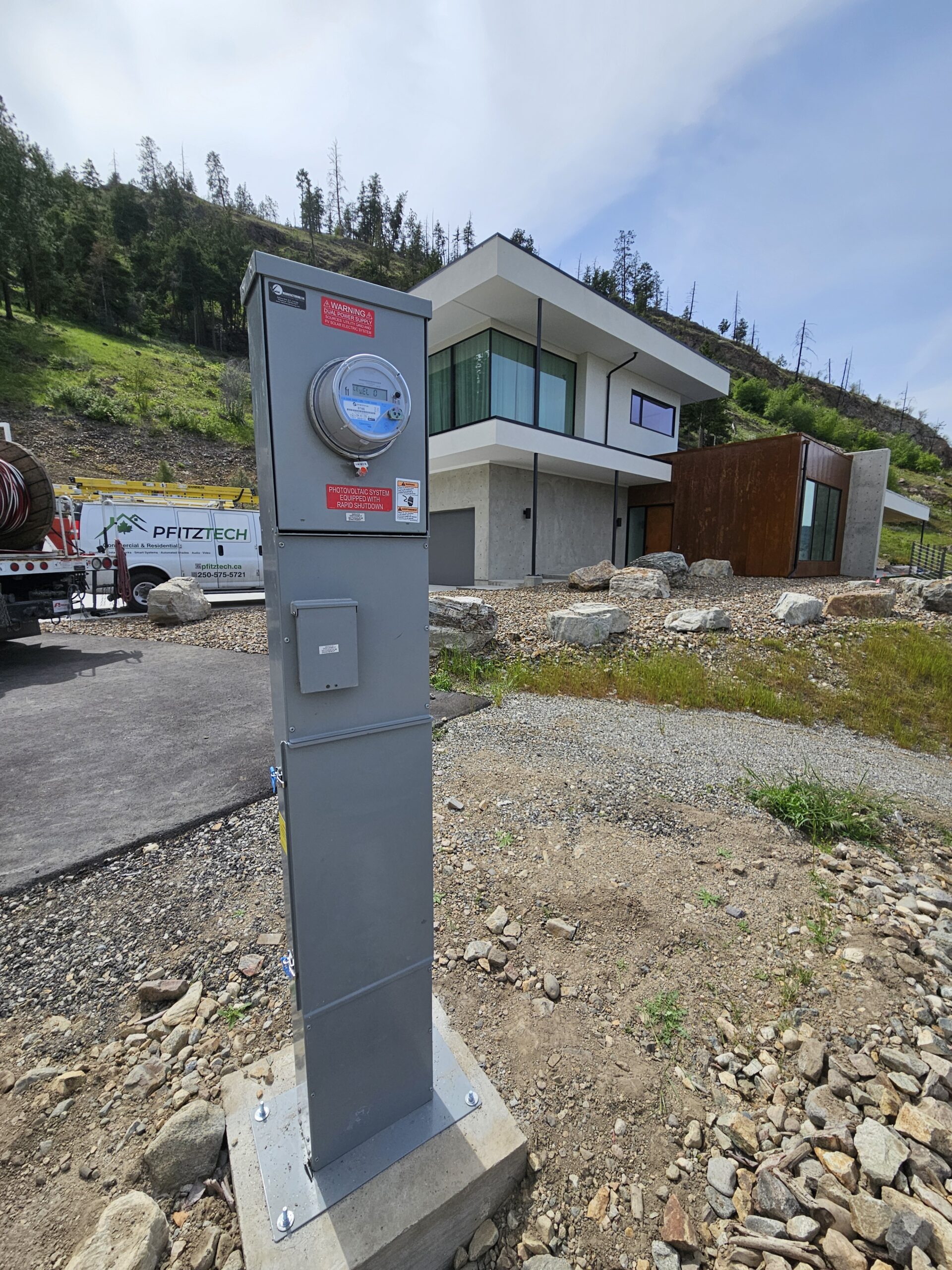 Pfitztech electrician exterior power install at a South Okanagan home near Penticton