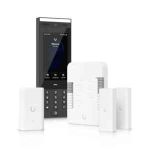 card reader with electric strike access control on commercial glass door