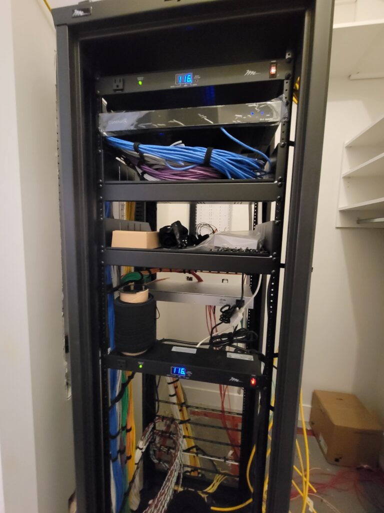 Structured cabling rack installed by Pfitztech