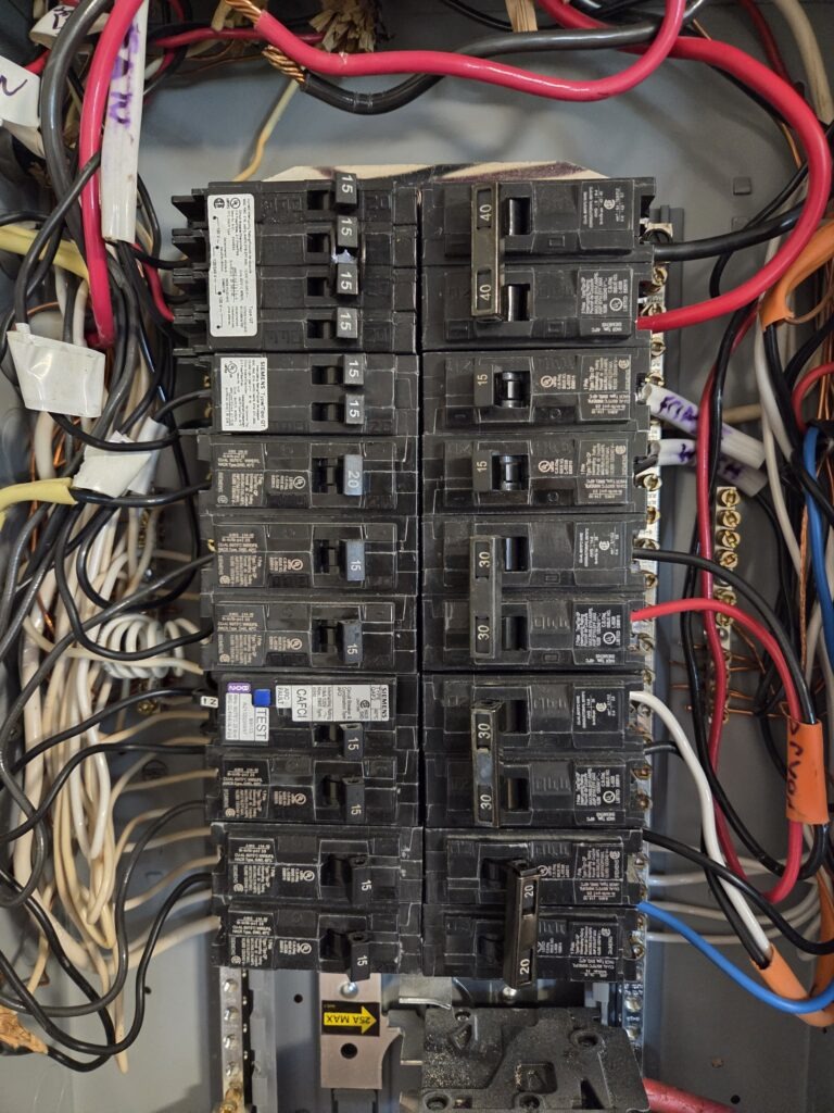 Breakers in an Okanagan home electrical panel