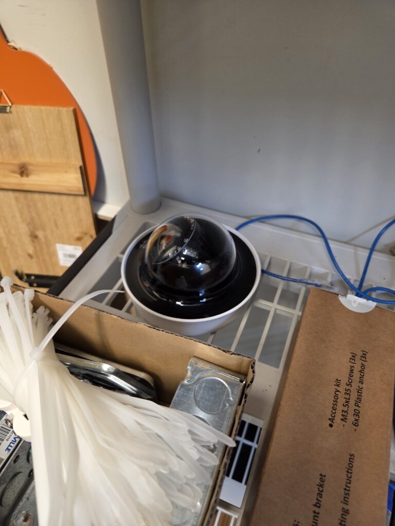 Dome security camera installed by Pfitztech