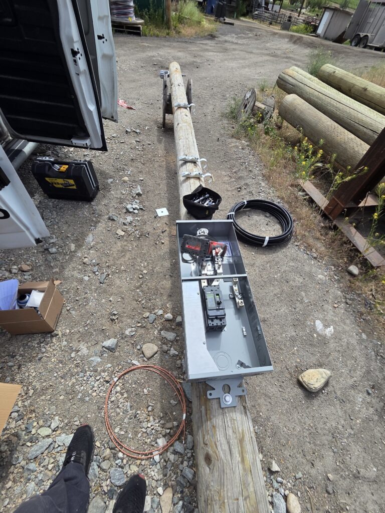 Pole service rough-in on a new build