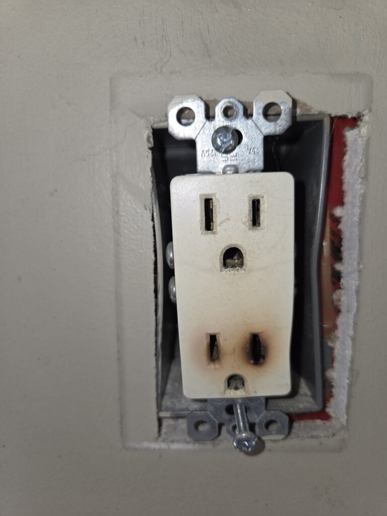 Old worn receptacle replaced on a service call