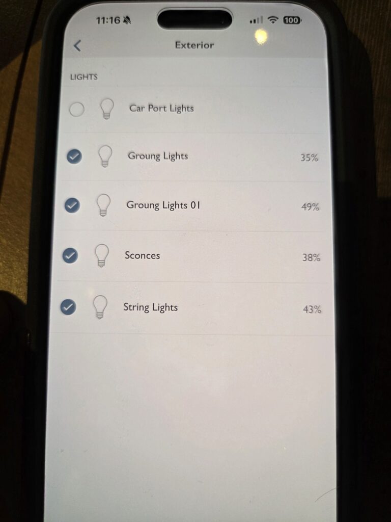 Lighting app scene control in an Okanagan home